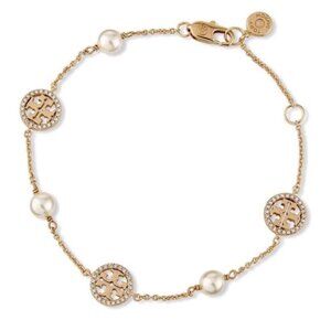 Tory Burch Miller Pearl Logo Bracelet